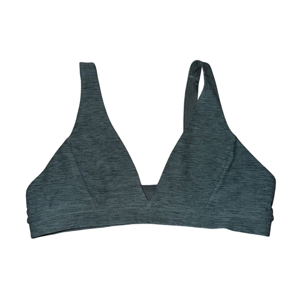 Athleta Softluxe Sports Bra Women's Size M Pine Green A-C Cups Deep V Neckline